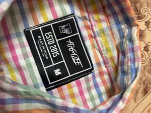 TECHNICOLOUR STRIPED CROPPED SHIRT