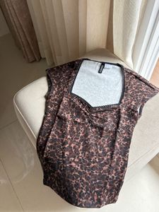 H&amp;M Leopard Print Square Neck Top