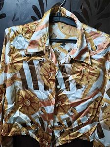 Patterned Tie-Front Crop Top