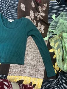Emerald Green Ribbed Long Sleeve Top