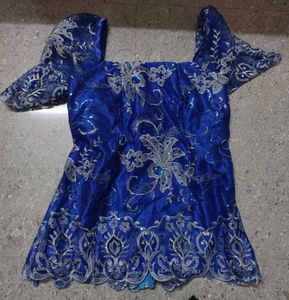 Royal Blue Embroidered Y2k chatpate top