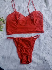 Lace Lingerie Set - Red