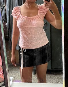 Pink Lace Off-Shoulder Top