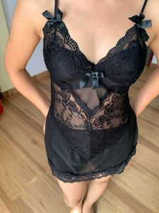 Elegant Black Lace Nightgown