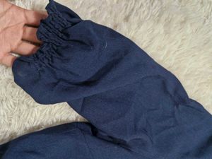 Navy Blue Long Sleeve Tunic Top