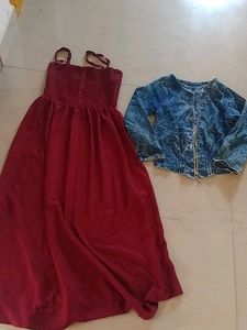 Long Frock,With Jeans Coat