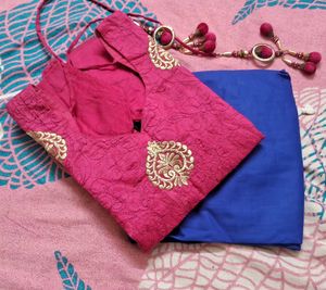 Vibrant Pink &amp; Blue Indian Suit Set