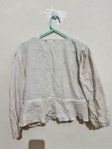 Boho Eyelet Peplum Blouse