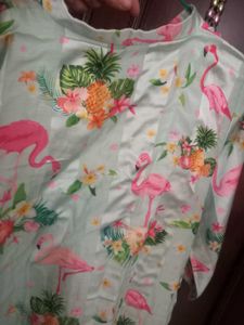 Light Blue Flamingo Print Kurta