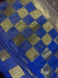 trendy blue check saree