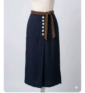 High-Waisted Pinstripe Wrap Midi skirt