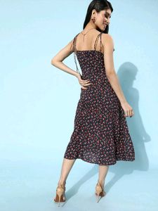 Floral Print Midi Dress with Slits