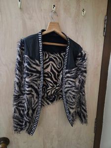 Bold Zebra Print Faux Fur Jacket