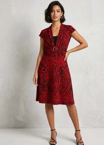 Chic Red & Black Animal Print Dress