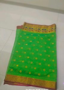 Green Saree with Yellow Motifs
