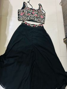 ethnic pallazo set and crop top with jacket