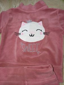 Cute Cat Pink Velour Set
