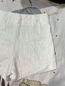 Women's White Eyelet Shorts
