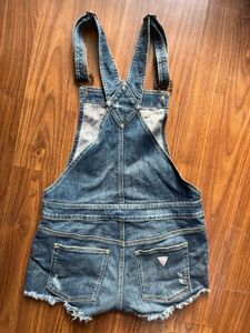 GUESS JEANS Distressed Denim Short Overalls