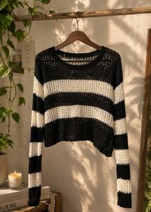 Black & White Striped Knit Sweater