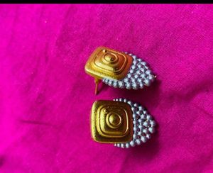 Unique Gold &amp; Silver Square Earrings
