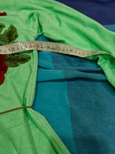 Green Long Sleeve Dress with Floral Applique