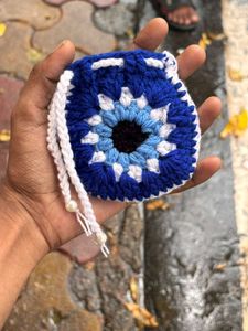 Handmade Crochet Pouch with Flower Design