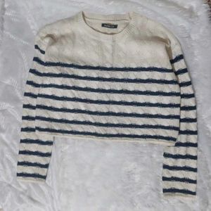 Striped Cropped Knit Sweater