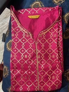 Elegant Pink Kurta with Gold Print