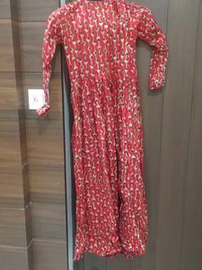 vishudh Red Ethnic Printed Kurta