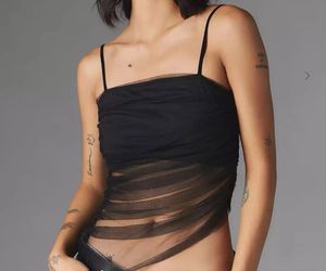 Sheer Black Strappy Crop Top