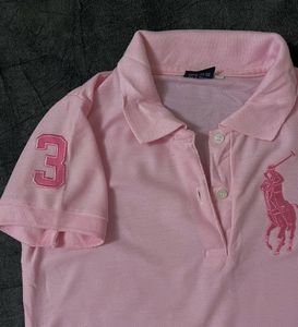 Pink Polo Shirt with Logo