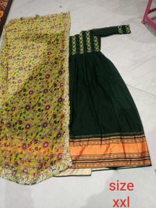 Elegant Green Embroidered one pc with dupatta xxl