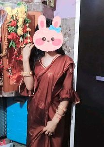 Elegant Brown Embroidered Saree
