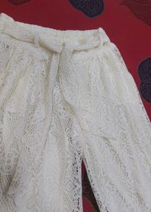 Elegant White Lace Palazzo Pants