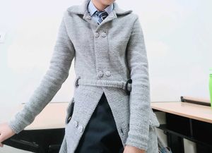 Grey Woolen Long Cardigan / Coat with Belt