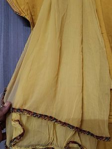 Yellow Embroidered Kurti With Dupatta