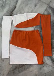 Orange & White Two-Piece Set