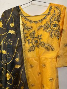 Beautiful Yellow Embroidered Ethnic Gown