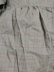korean olive light green Checkered Long Sleeve Top
