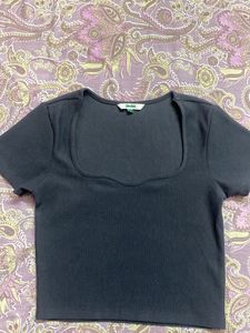 Ribbed Square Neck Top