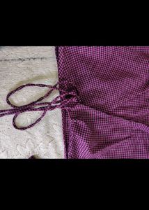 Zara Purple Gingham Tie-Front Crop Top