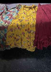 Bohemian Floral &amp; Ruffled Skirts combo of 3
