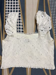 White Eyelet Crop Top