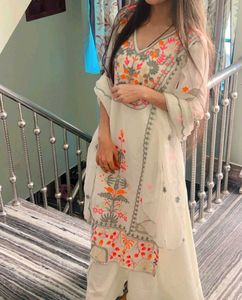 White Embroidered Kurta Set with Dupatta