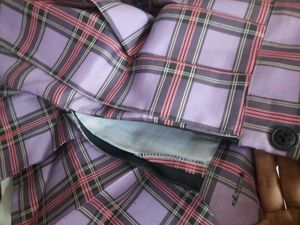Purple Plaid Pleated Mini Skirt