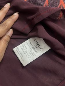 Burgundy Sheer Button-Down Top