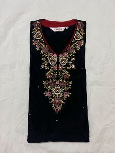 BIBA Black Embroidered Kurta