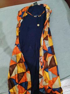 Navy Blue Inner with Geometric Shrug