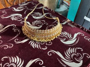 Elegant Gold Pearl Choker Necklace